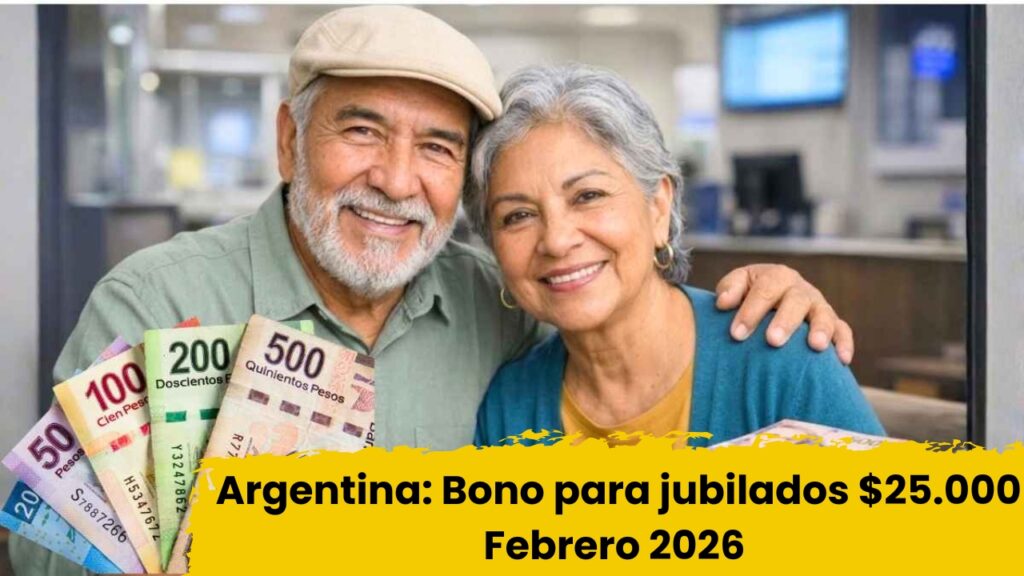 Argentina: Bono para jubilados Febrero 2026 – $25.000 adicionales, requisitos y fechas de cobro